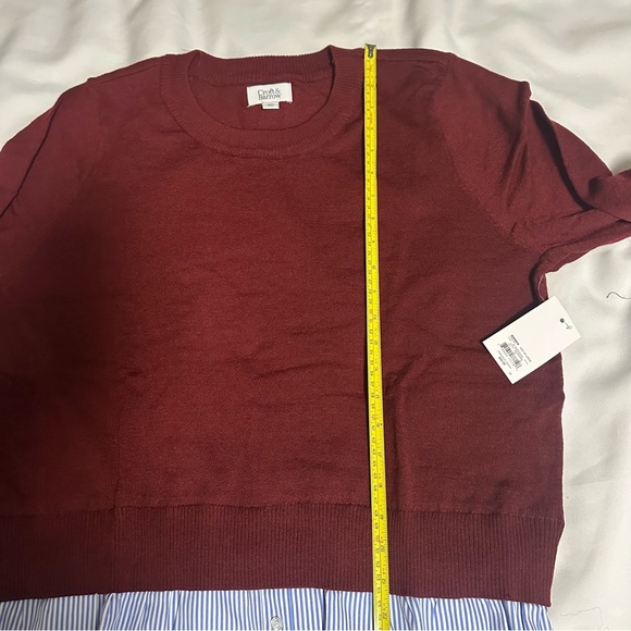 Croft & Barrow Burgundy Sweater with Blue Striped Hem - Picture 11 of 16